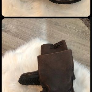 Frye Veronica Short Black Calf Hair Moto Biker Boots US 6